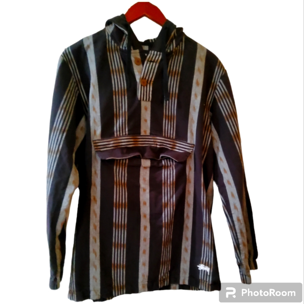 stussy Baja  Anorak Pullover  Size, M  Black/Grailed